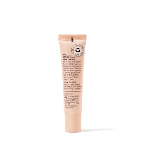 Avatara Kombucha Eye Cream for Dark Circles & Puffiness, Hydrating Under Eye Moisturizer with Caffeine & Vitamin C