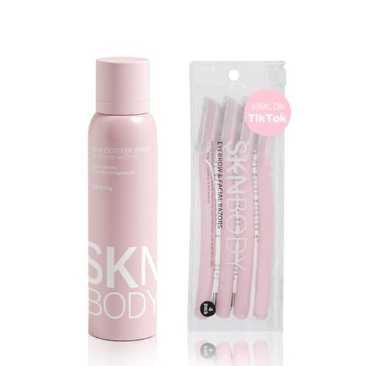 SKNBODY Hair Identifier Spray for Face Shaving and Dermaplaning Tool with 4 Razors, Upgraded Dermaplaning Spray for Women Facial Hair Removal, Gentle on All Skin Types