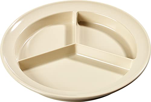 Carlisle Kingline 3-Compartment Melamine Plate, 8.75" Tan