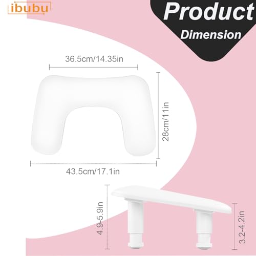 ibubu Adjustable Manicure Arm Rest, PU Leather Nail Tech Hand Pillow White