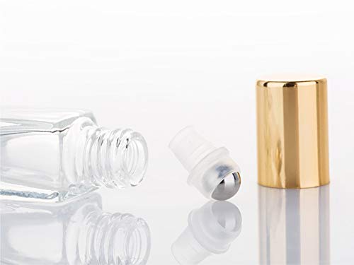 10 Pack 3ml Glass Roll-On Bottles with Stainless Steel Balls & Gold Caps
