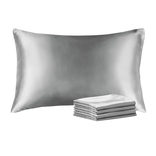 BEDELITE Satin Pillowcases Set of 4 - Standard 20"x26" Grey