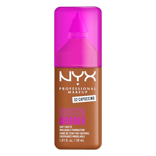 NYX Make 'Em Wonder Liquid Foundation 32 Cappuccino - 24HR Soft Matte, Full Coverage