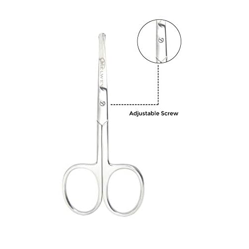Rounded Stainless Steel Small Facial Hair Scissors, 3.7 Inches - Rounded Tip Scissors for Nose Hair, Mustache, Beard, Eyebrows, Eyelashes & Baby Nails