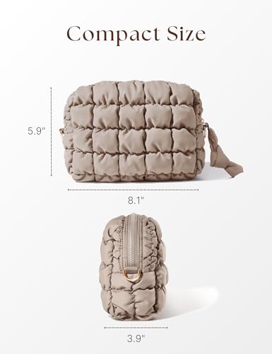 Unilily Quilted Makeup Bag - Medium Puffer Cosmetic Pouch for Travel