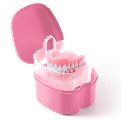 JMU Denture Bath Case with Strainer Basket for Easy Cleaning
