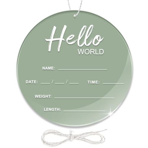 Hello World Baby Announcement Sign - 6.7 Inch Acrylic Keepsake