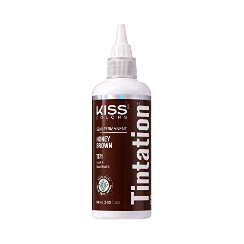 Kiss Tintation Honey Brown Semi-Permanent Hair Color with Aloe Vera & Oils, Long-Lasting, 5 Fl Oz