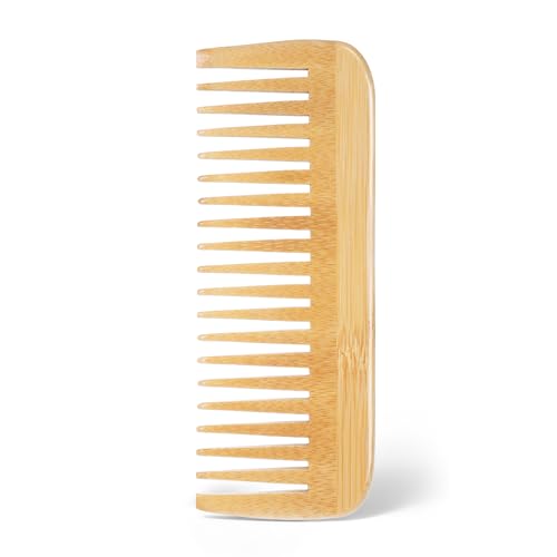 Bamboo Wide Tooth Comb for Detangling All Hair Types - Eco-Friendly