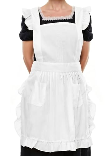 Retro Adjustable Ruffle Apron with Pockets for All Sizes