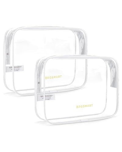 BAGSMART Clear Toiletry Bag 2-Pack - TSA Approved, Water-Repellent