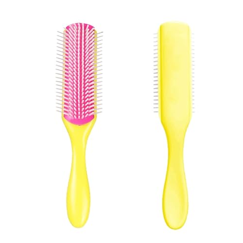 NuAngela 9 Rows Hair Brush for Styling & Detangling - Easy Clean & Portable