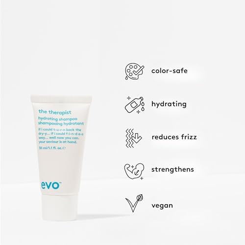 EVO The Therapist Hydrating Shampoo 2-Pack 1.01 Fl Oz for Dry, Color-Treated Hair