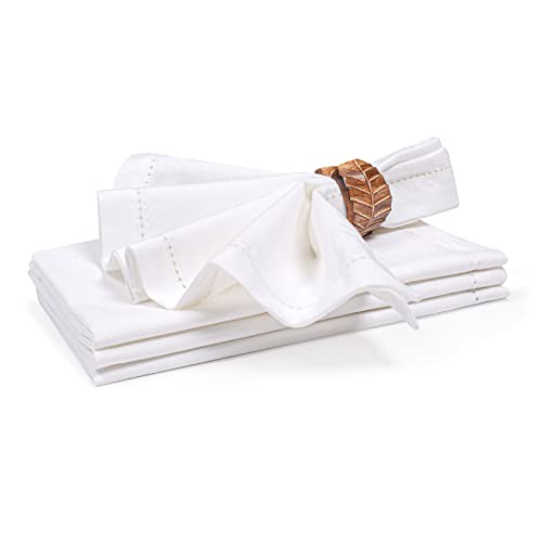 Ramanta Home White Linen Cloth Napkins Set of 4 - 20x20 Inches