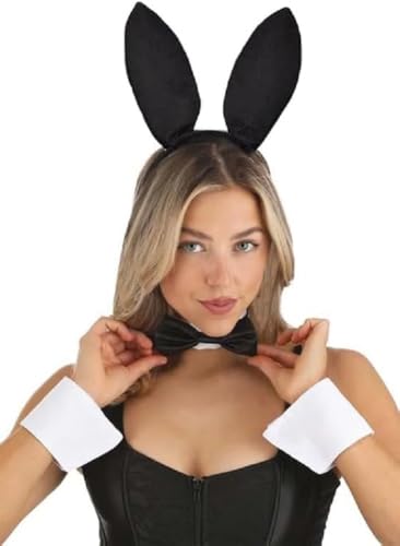 Black Bunny Costume Set for Women - Ears, Tail & Bowtie - Huachi