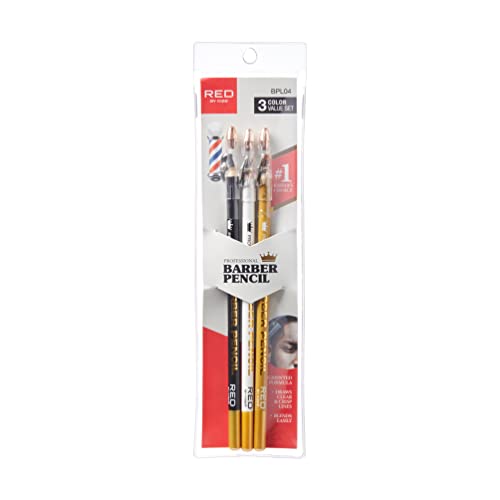 Red by Kiss 3PCS Barber Pencil Set with Built-in Sharpener - Edge & Beard Outline