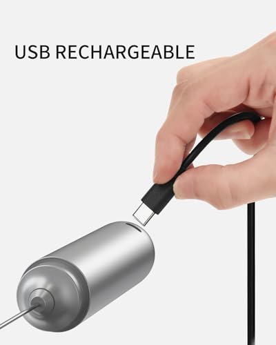 CIRCLE JOY Rechargeable Milk Frother with Stand - Dual Spring Whisk for Lattes & Cappuccinos