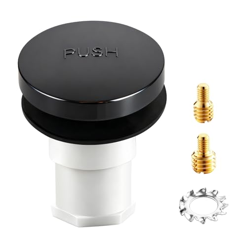 Bathtub Drain Stopper with 3/8'' & 5/16'' Thread Adapters - Matte Black