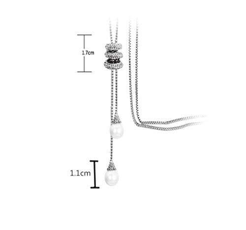 Elegant Pearl Pendant Necklace for Women Long Chain Jewelry Adjustable Statement