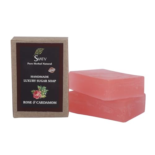 SVATV Rose and Cardamom Natural Bathing Soap Bar - 250g (2 x 125g)