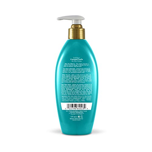 OGX Locking + Coconut Curls Air Dry Cream, Frizz-Defying Hair Styling, 6 oz (2 Pack)