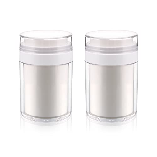2 Pack 3.4 oz Airless Pump Jar - Vacuum Refillable Lotion Container