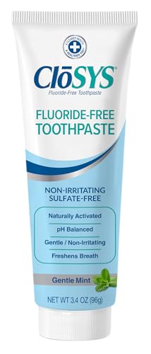 CloSYS Fluoride-Free Travel Toothpaste 3.4 oz Pack of 3 - Gentle Mint, Sensitive Formula