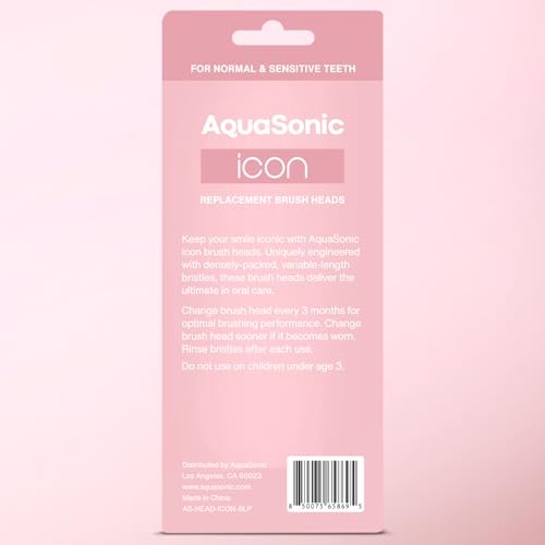 AquaSonic Icon Replacement Brush Heads | Light Pink, Pack of 6