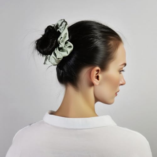 Botanical Green Tones Hair Clips & Satin Scrunchies Set - 8 Pcs for Women