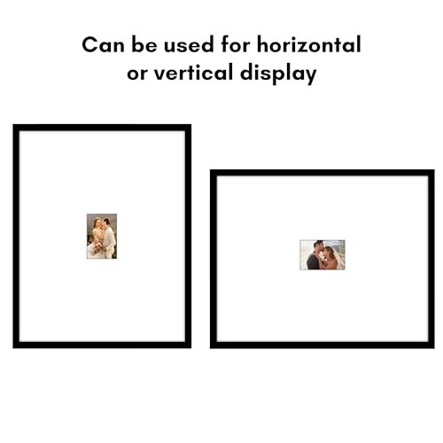 Americanflat 11x14 Slim Black Picture Frame with Mat - Shatter-Resistant Glass