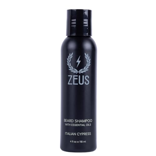 ZEUS Beard Shampoo with Essential Oils - Italian Cypress 4 oz. for Strong, Healthy Beard