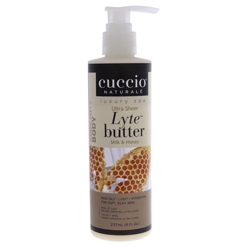 Cuccio Naturale Lyte Ultra-Sheer Body Butter, Milk and Honey, 8 oz