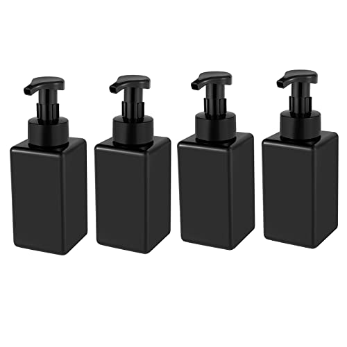 15oz Black Foaming Soap Dispenser - 4 Pack, Refillable Pump Bottle