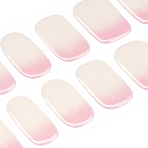 DANNI & TONI Baby Ombre Semi Cured Gel Nail Strips Pink to White 28 Stickers - Easy Application