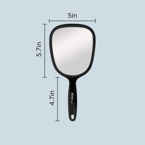 Diane Handheld Mirror with Handle - 1X Magnification, Black, 5x11 Inches