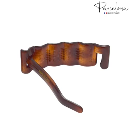 Parcelona 3-Inch Crinkled Tortoise Shell Hair Barrette – No Metal, Cellulose Acetate