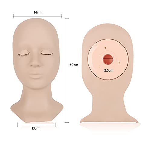 LASHVIEW Lash Mannequin Head with 4 Pairs Replaceable Eyelids for Training