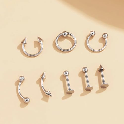 Juland 120 PCS Body Piercing Kit - Surgical Steel Rings & Plugs