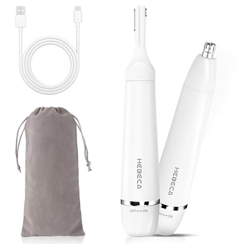 HEBECA Pearl White 2-in-1 Nose & Eyebrow Hair Trimmer - Waterproof Electric Grooming Tool