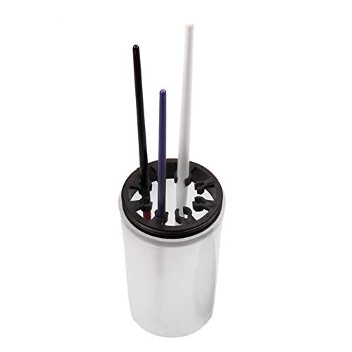 Nail Art Brush Cleaner Cup with Black Lid - Holds 8 Brushes