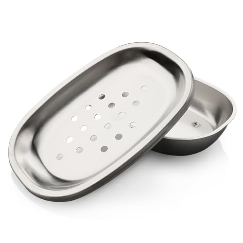 Stainless Steel Soap Dish with Double Layer Drainage - Brushed Nickel