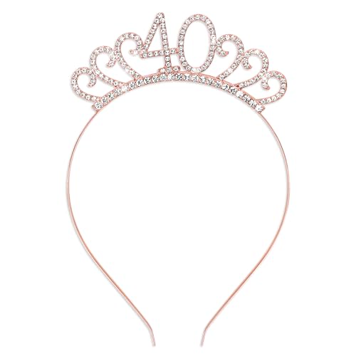 40th Birthday Tiara Rose Gold - 40 & Fabulous Headband for Women, Friends & Party