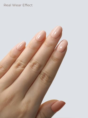 Beaolata Nude Blush Real Gel Nail Strips - 44Pcs Long Lasting