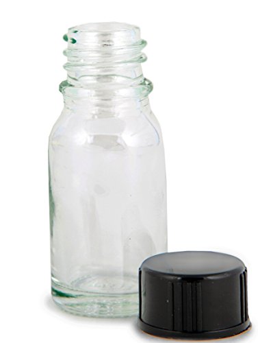 24 Clear 10 ml Glass Bottles with Black Lids - Perfect for Travel
