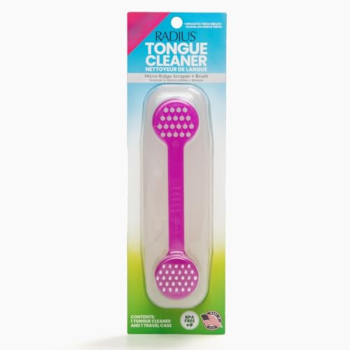 RADIUS 2-in-1 Tongue Cleaner - BPA-Free Tongue Scraper & Brush