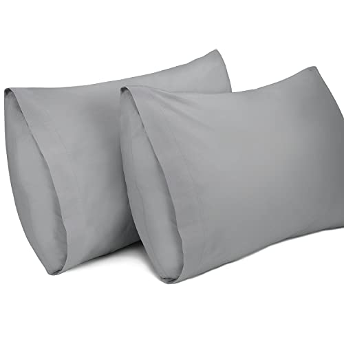 Lirex 2 Pack King Cotton Pillowcases - Breathable Dark Grey, 20"x36"