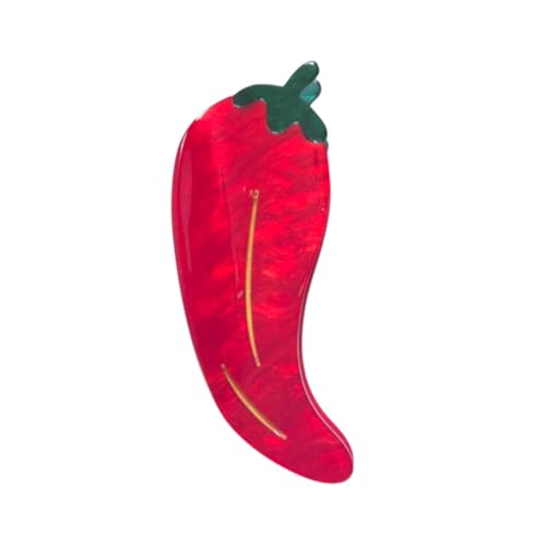 OMG Decor Red Pepper Hair Clips - Cellulose Acetate Small Claw Clips for Women, Pepper Variation