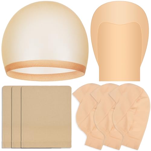 6-Piece Halloween Bald Cap Set - Latex Bald Caps & Nylon Wig Caps
