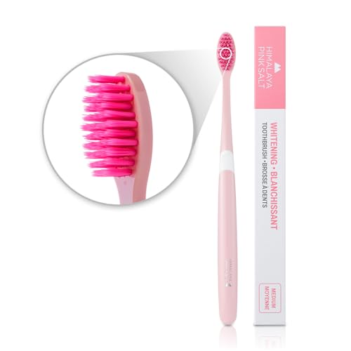 Himalaya Pink Salt Toothbrush - Medium Bristles for Deep Clean