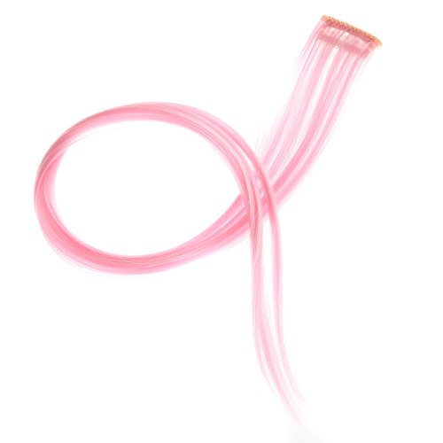 SWACC Pink 12-Piece Clip-In Hair Extensions for Women, Straight Synthetic Highlights